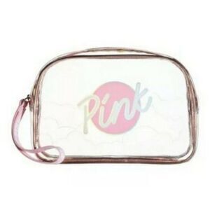 Victoria's Secret Pink Clear SUN DAZE Wristlet Cosmetic Makeup Bag NWT